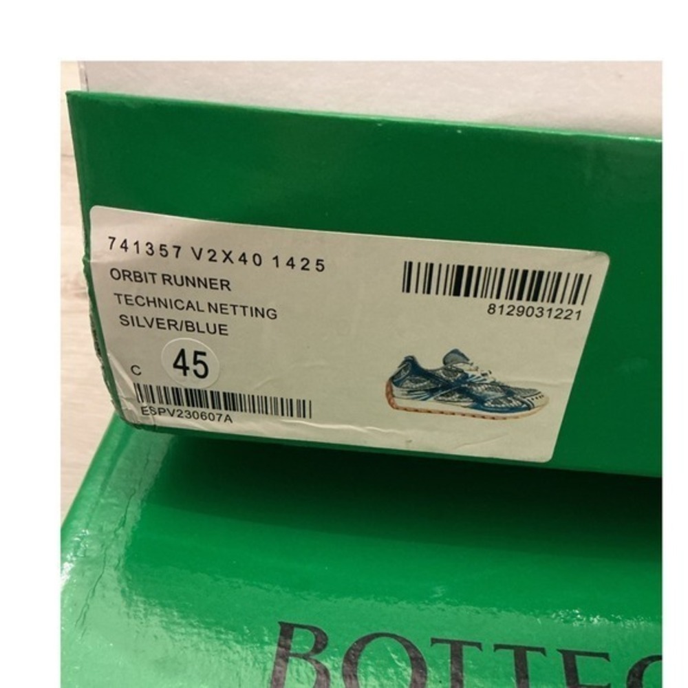 Bottega Veneta Men's Orbit Low-Top Sneakers Blue Venezia Silver US‎ Size 12 GUC - Picture 3 of 10
